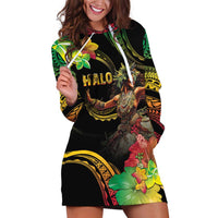 Halo Vanuatu Hoodie Dress Beautiful Woman Dancing LT05 Black - Polynesian Pride