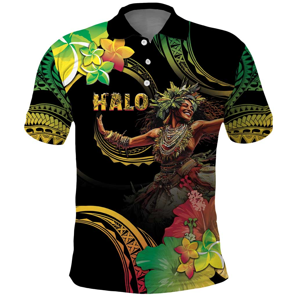 Halo Vanuatu Polo Shirt Beautiful Woman Dancing