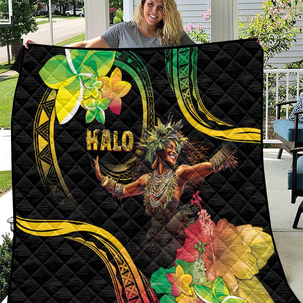 Halo Vanuatu Quilt Beautiful Woman Dancing LT05 Black - Polynesian Pride