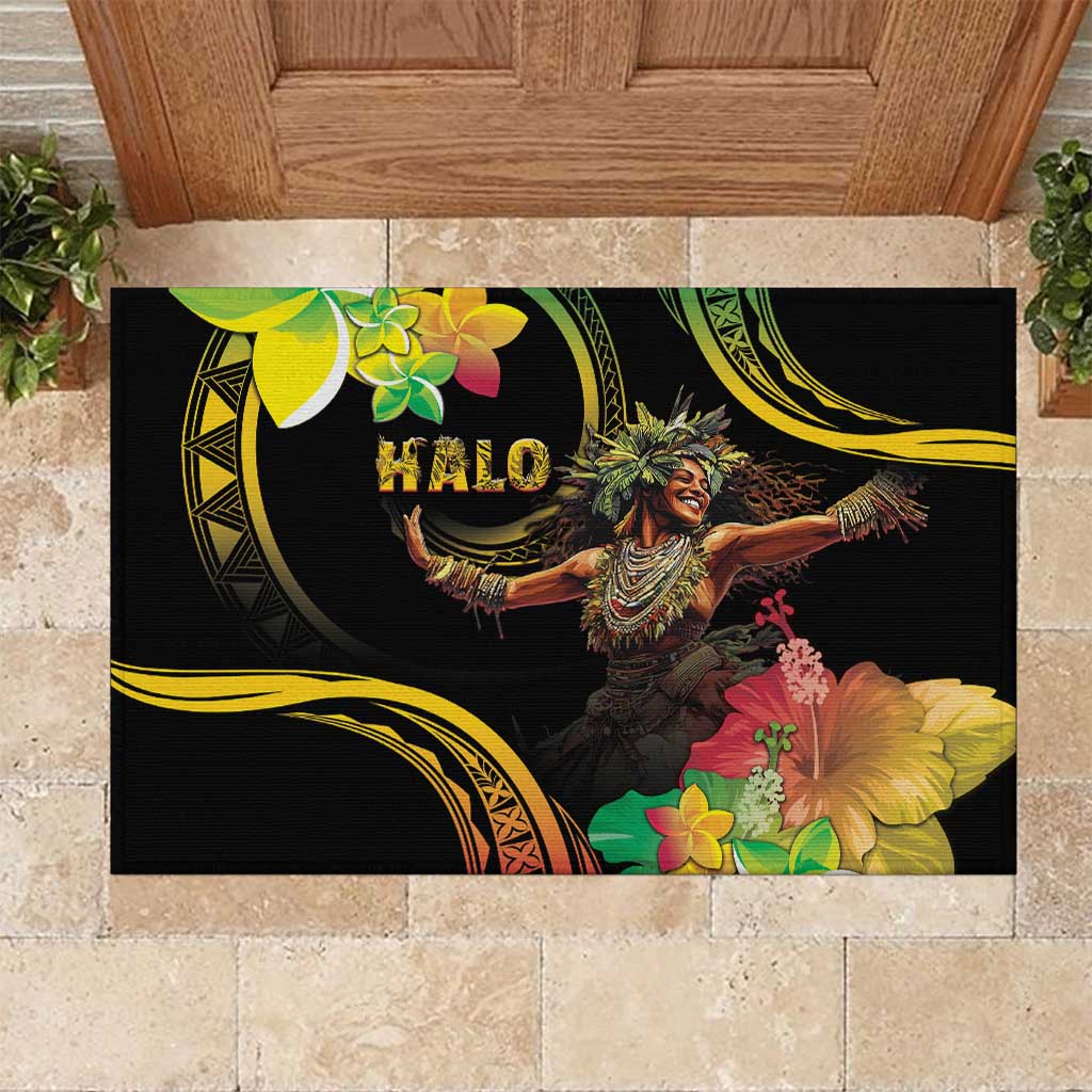 Halo Vanuatu Rubber Doormat Beautiful Woman Dancing LT05 Black - Polynesian Pride