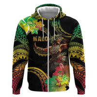 Halo Vanuatu Zip Hoodie Beautiful Woman Dancing LT05 Zip Hoodie Black - Polynesian Pride