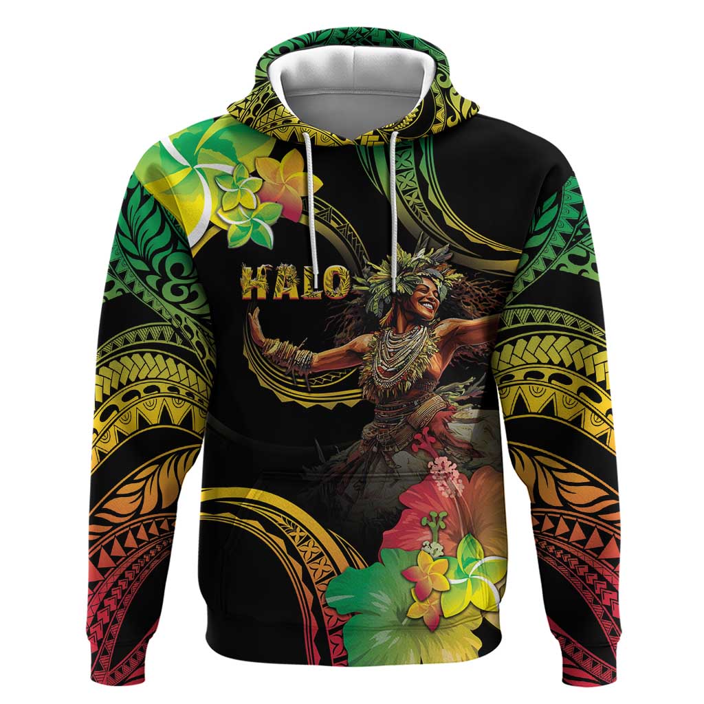 Halo Vanuatu Zip Hoodie Beautiful Woman Dancing LT05 Pullover Hoodie Black - Polynesian Pride