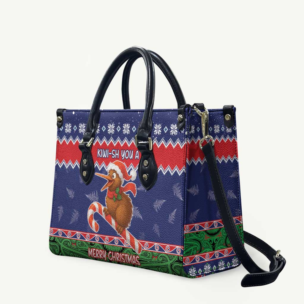 New Zealand Christmas Leather Bag Kiwi-sh You A Merry Christmas LT05 Blue - Polynesian Pride