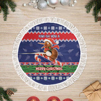 New Zealand Christmas Tree Skirt Kiwi-sh You A Merry Christmas LT05 Fringed Blue - Polynesian Pride