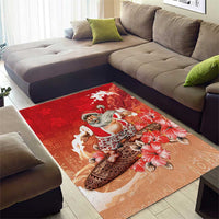 Hawaii Funny Christmas Area Rug Santa Surfing With Tapa Pattern LT05 - Polynesian Pride