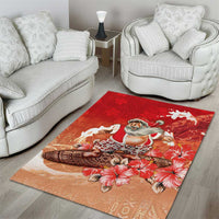 Hawaii Funny Christmas Area Rug Santa Surfing With Tapa Pattern LT05 - Polynesian Pride