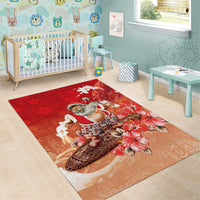 Hawaii Funny Christmas Area Rug Santa Surfing With Tapa Pattern LT05 - Polynesian Pride