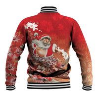 Hawaii Funny Christmas Baseball Jacket Santa Surfing With Tapa Pattern LT05 - Polynesian Pride