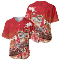 Hawaii Funny Christmas Baseball Jersey Santa Surfing With Tapa Pattern LT05 - Polynesian Pride
