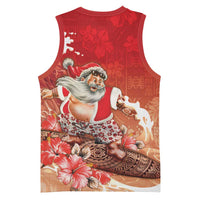 Hawaii Funny Christmas Basketball Jersey Santa Surfing With Tapa Pattern LT05 - Polynesian Pride