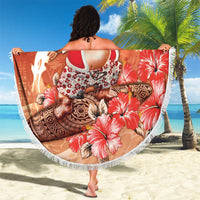 Hawaii Funny Christmas Beach Blanket Santa Surfing With Tapa Pattern LT05 - Polynesian Pride