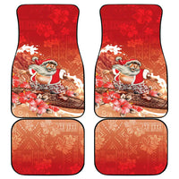 Hawaii Funny Christmas Car Mats Santa Surfing With Tapa Pattern LT05 - Polynesian Pride