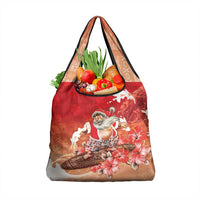 Hawaii Funny Christmas Grocery Bag Santa Surfing With Tapa Pattern LT05 1-pack One Size Red - Polynesian Pride
