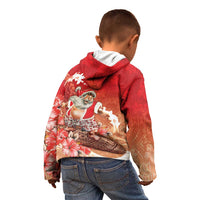 Hawaii Funny Christmas Kid Hoodie Santa Surfing With Tapa Pattern LT05 - Polynesian Pride