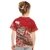 Hawaii Funny Christmas Kid T Shirt Santa Surfing With Tapa Pattern LT05 - Polynesian Pride