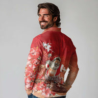 Hawaii Funny Christmas Long Sleeve Polo Shirt Santa Surfing With Tapa Pattern LT05 - Polynesian Pride