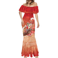 Hawaii Funny Christmas Mermaid Dress Santa Surfing With Tapa Pattern LT05 - Polynesian Pride