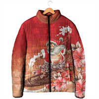 Hawaii Funny Christmas Padded Jacket Santa Surfing With Tapa Pattern LT05 - Polynesian Pride