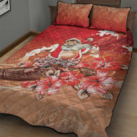 Hawaii Funny Christmas Quilt Bed Set Santa Surfing With Tapa Pattern LT05 - Polynesian Pride