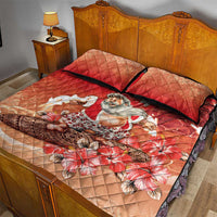 Hawaii Funny Christmas Quilt Bed Set Santa Surfing With Tapa Pattern LT05 - Polynesian Pride