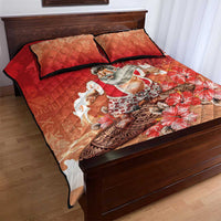 Hawaii Funny Christmas Quilt Bed Set Santa Surfing With Tapa Pattern LT05 - Polynesian Pride