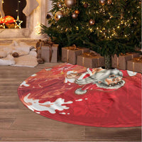 Hawaii Funny Christmas Tree Skirt Santa Surfing With Tapa Pattern LT05 - Polynesian Pride