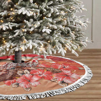 Hawaii Funny Christmas Tree Skirt Santa Surfing With Tapa Pattern LT05 - Polynesian Pride
