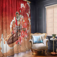 Hawaii Funny Christmas Window Curtain Santa Surfing With Tapa Pattern LT05 - Polynesian Pride