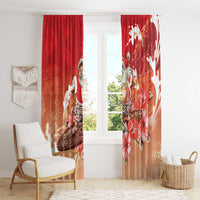 Hawaii Funny Christmas Window Curtain Santa Surfing With Tapa Pattern LT05 - Polynesian Pride