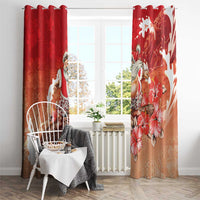 Hawaii Funny Christmas Window Curtain Santa Surfing With Tapa Pattern LT05 - Polynesian Pride