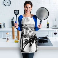 Fiji Day 2026 Apron Masi Tapa Pattern With Palm Tree White Version LT05 - Polynesian Pride