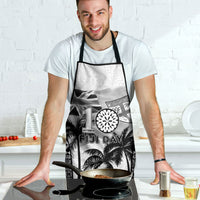 Fiji Day 2026 Apron Masi Tapa Pattern With Palm Tree White Version LT05 - Polynesian Pride