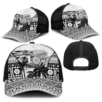 Fiji Day 2026 Baseball Net Cap Masi Tapa Pattern With Palm Tree White Version