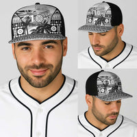 Fiji Day 2026 Baseball Net Cap Masi Tapa Pattern With Palm Tree White Version