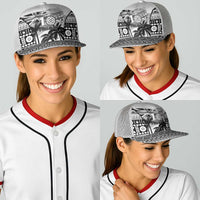 Fiji Day 2026 Baseball Net Cap Masi Tapa Pattern With Palm Tree White Version