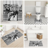 Fiji Day 2026 Bathroom Set Masi Tapa Pattern With Palm Tree White Version LT05 - Polynesian Pride
