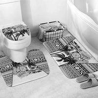 Fiji Day 2026 Bathroom Set Masi Tapa Pattern With Palm Tree White Version LT05 Mat Set Only (3 pcs) One Size White - Polynesian Pride