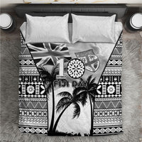 Fiji Day 2026 Bedding Set Masi Tapa Pattern With Palm Tree White Version LT05 White - Polynesian Pride