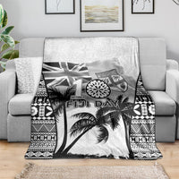 Fiji Day 2026 Blanket Masi Tapa Pattern With Palm Tree White Version LT05 - Polynesian Pride