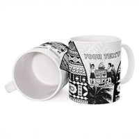 Personalised Fiji Day 2026 Ceramic Mug Masi Tapa Pattern With Palm Tree White Version LT05 - Polynesian Pride