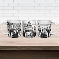 Personalised Fiji Day 2026 Ceramic Mug Masi Tapa Pattern With Palm Tree White Version LT05 - Polynesian Pride