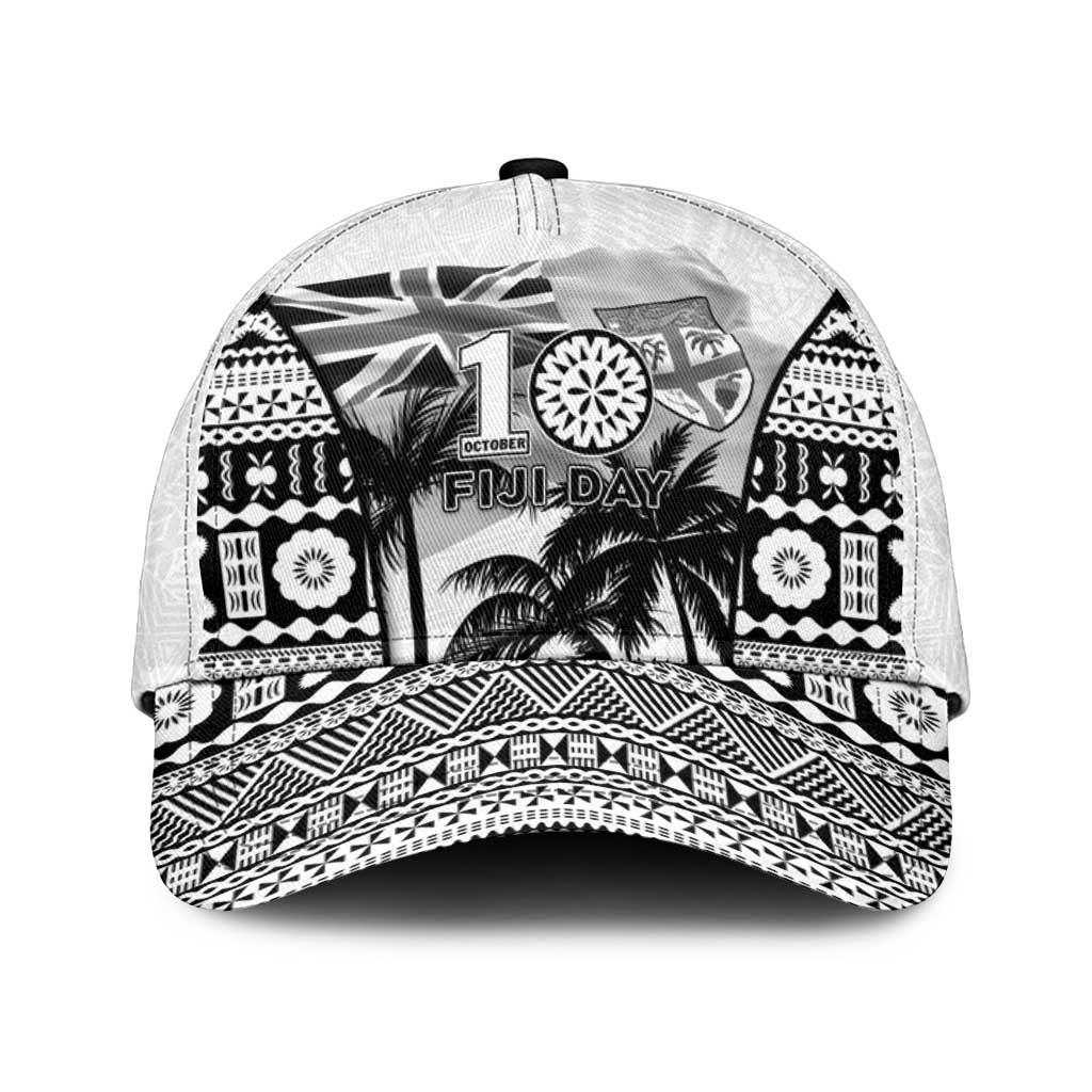 Fiji Day 2026 Classic Cap Masi Tapa Pattern With Palm Tree White Version