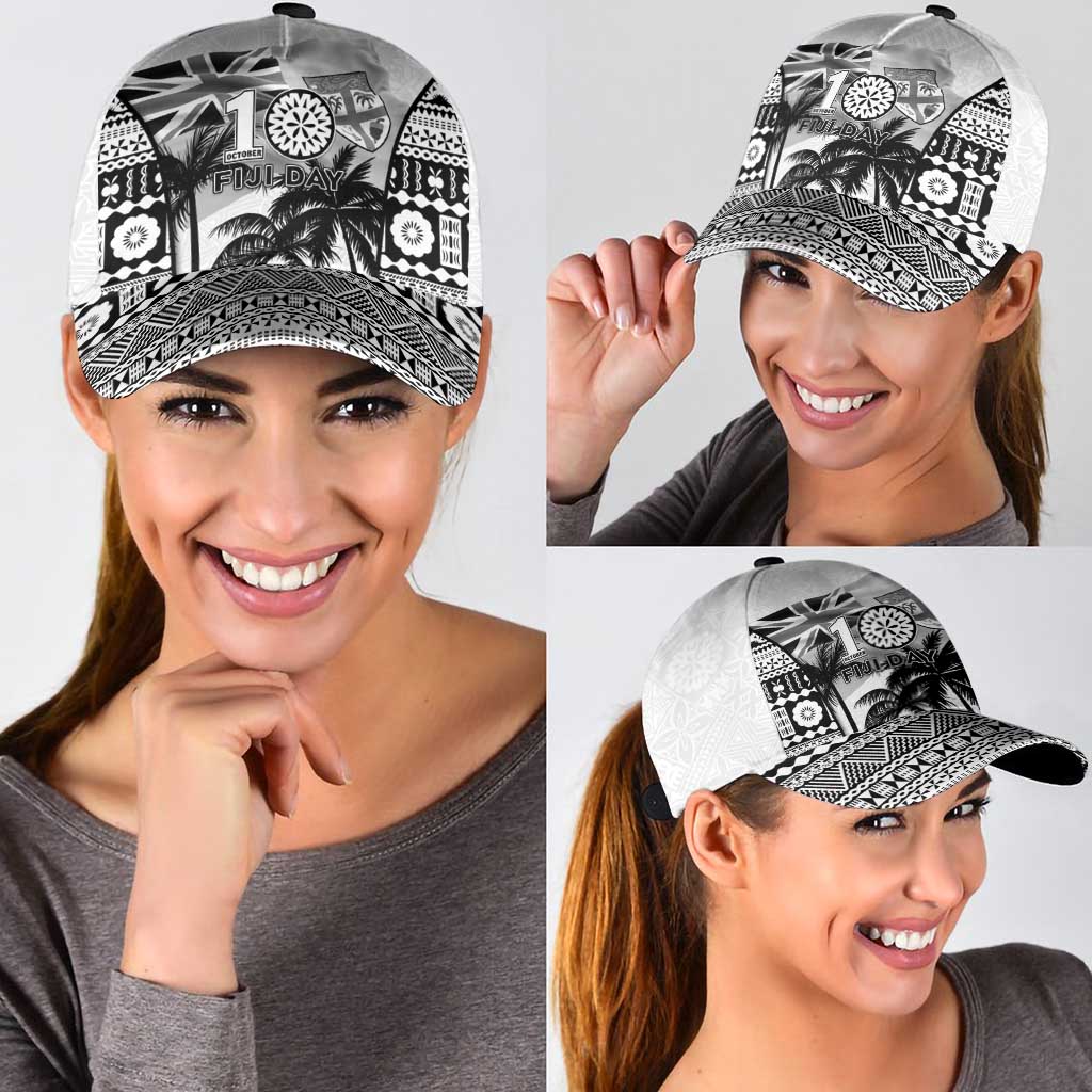 Fiji Day 2026 Classic Cap Masi Tapa Pattern With Palm Tree White Version
