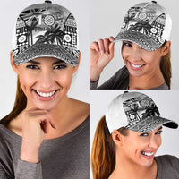 Fiji Day 2026 Classic Cap Masi Tapa Pattern With Palm Tree White Version