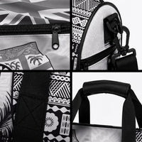 Fiji Day 2026 Duffle Bag Masi Tapa Pattern With Palm Tree White Version LT05 - Polynesian Pride