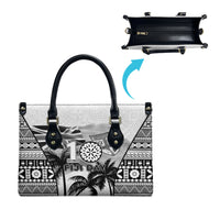 Fiji Day 2026 Leather Bag Masi Tapa Pattern With Palm Tree White Version