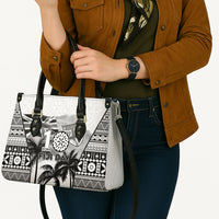 Fiji Day 2026 Leather Bag Masi Tapa Pattern With Palm Tree White Version