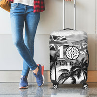 Fiji Day 2026 Luggage Cover Masi Tapa Pattern With Palm Tree White Version LT05 - Polynesian Pride