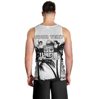 Personalised Fiji Day 2026 Men Tank Top Masi Tapa Pattern With Palm Tree White Version LT05 - Polynesian Pride