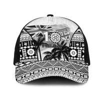 Fiji Day 2026 Mesh Trucker Cap Masi Tapa Pattern With Palm Tree White Version